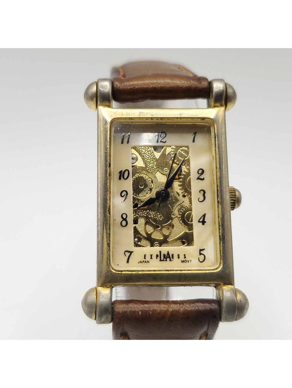 LA Express Womens Watch 18mm Skeleton Tank Style New Battery